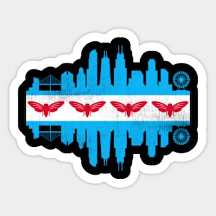 Chicago City Flag Skyline Cicada Sticker